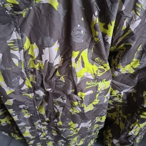 Quiksilver MISSION snowboard ski jacket coat Mens LG camo look brown green faces - Picture 4 of 13